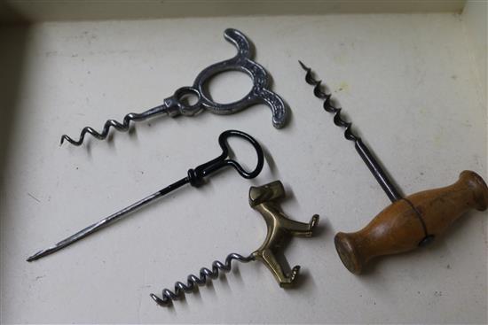Two double helix corkscrews and other various corkscrews